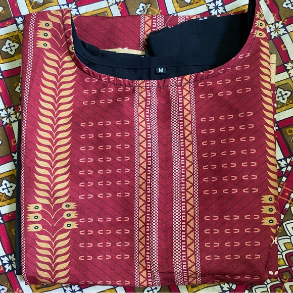 Kurti 🖤Straight Fit Printed Kurta for Women! Dark Red & Black, Size: M (New)❤️ - Picture 10 of 10
